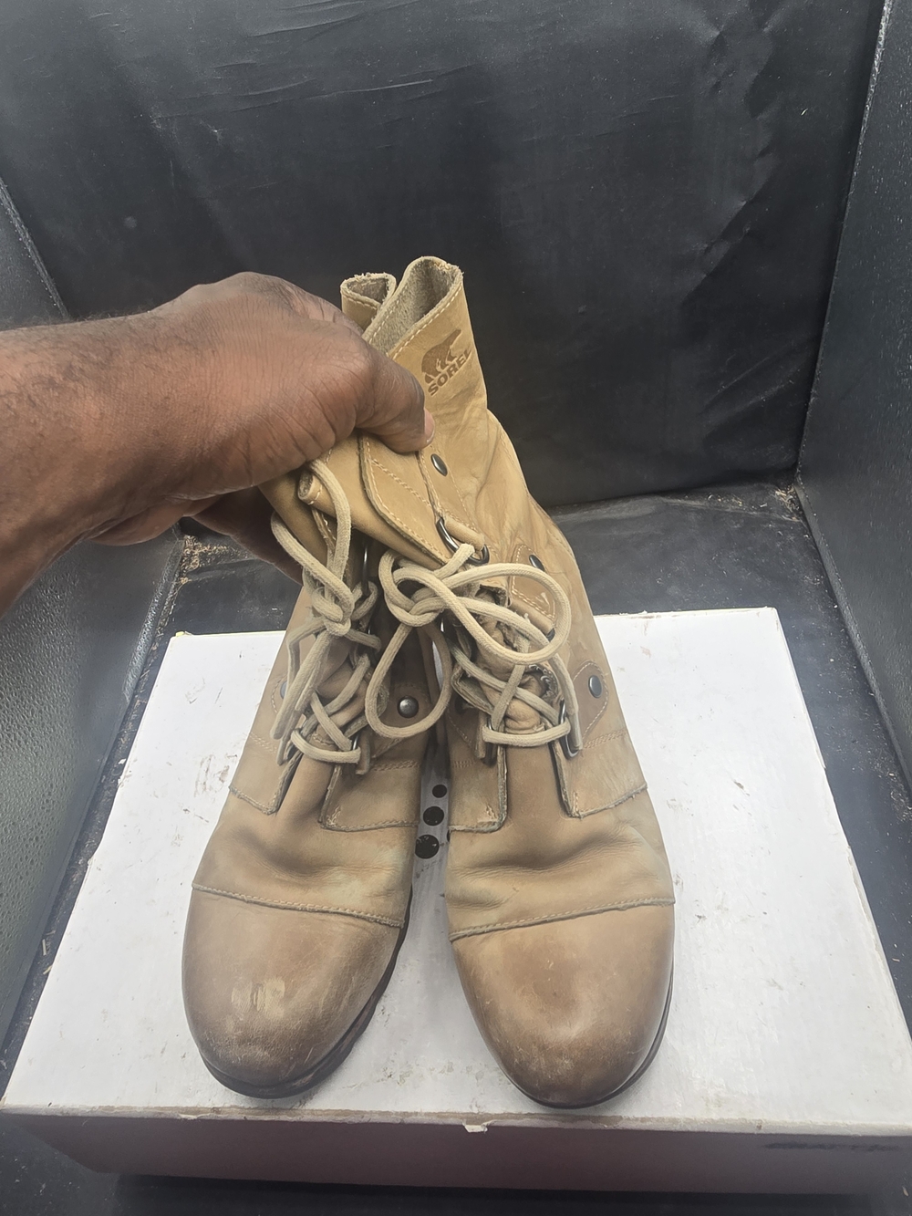 Sorel Beige/Tan Leather Lace-Up Men's Boots